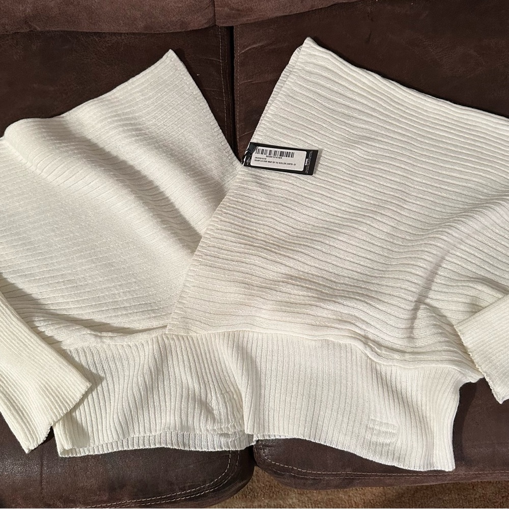 PLT - Ivory wrap off the shoulder sweater